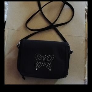 Black Butterfly Embellished Girls Bag